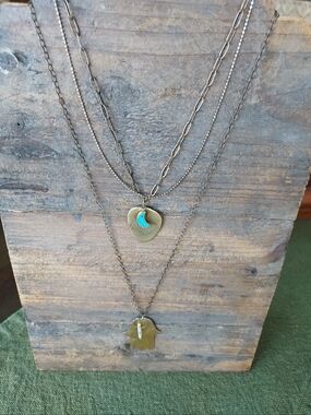 Johnny Was Brass Hamsa/ Crystal Necklace - Evil Eye Turquoise Accent  2 Necklace